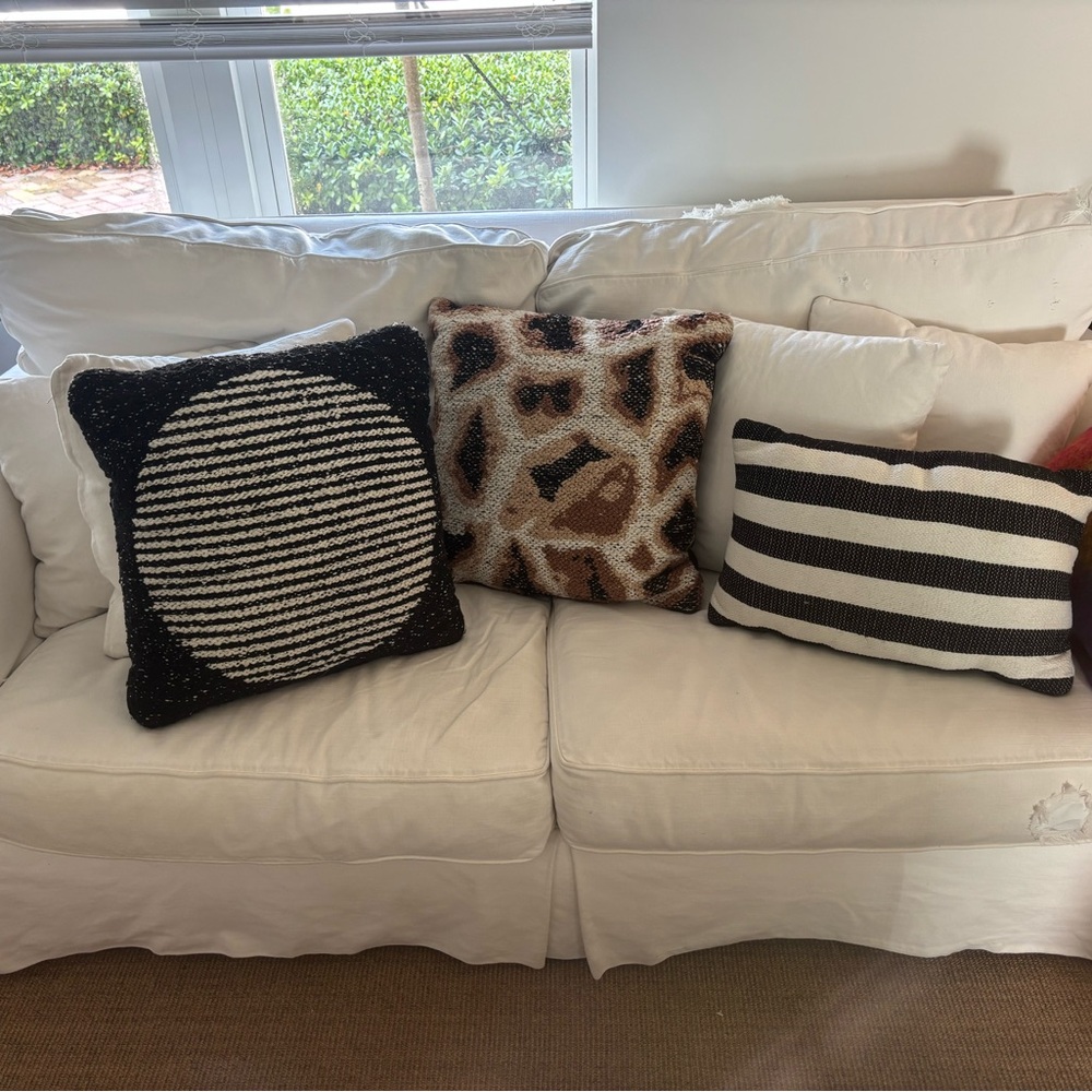 CB2 Black, White and Brown Patterned Decorative Throw Pillows